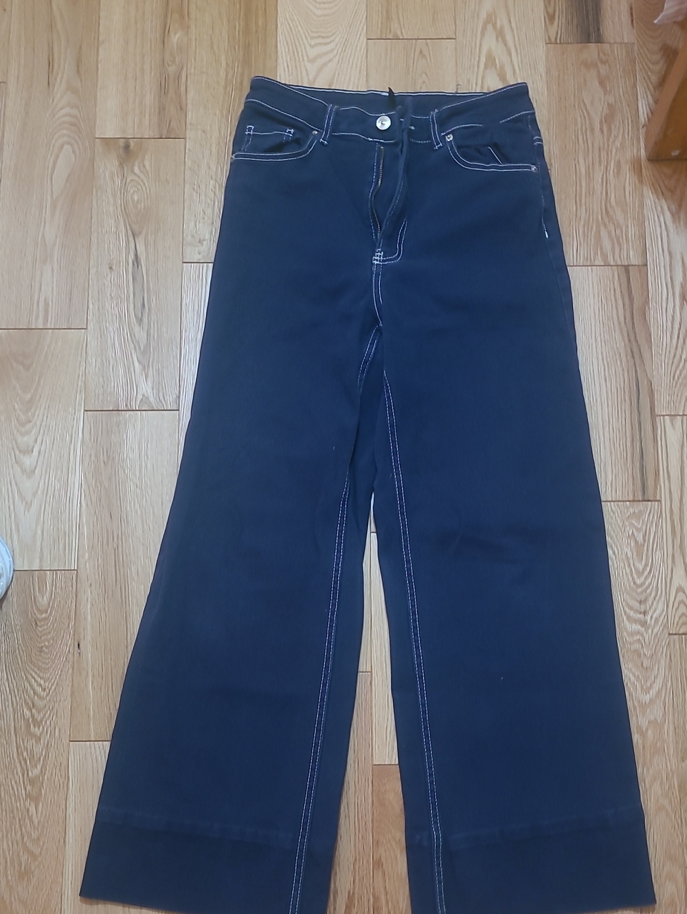 H&M Dark Navy Flared Wide-Leg Jeans
